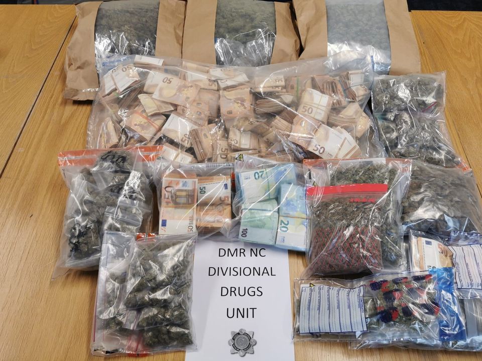 Some of the cash and cannabis seized by gardai