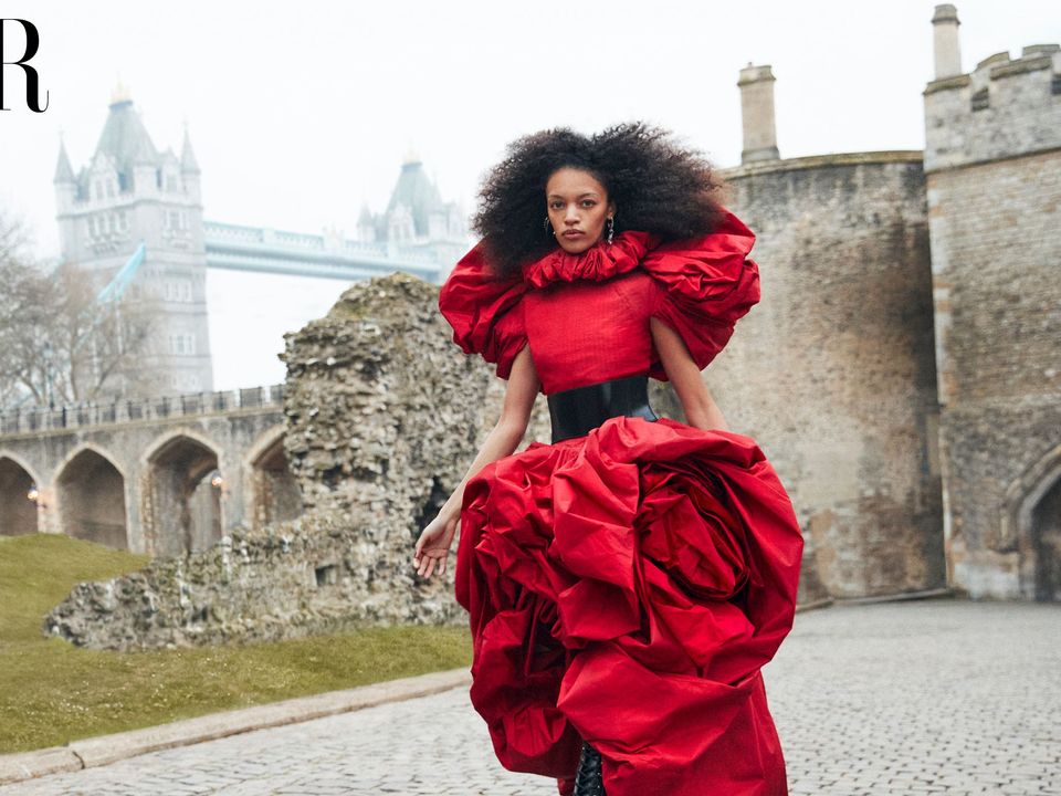 Sarah Burton, creative director of fashion brand Alexander McQueen, has created a dress inspired by the Queen for the Platinum Jubilee issue of Harper’s Bazaar UK (Harper’s Bazaar/Richard Phibbs/PA)