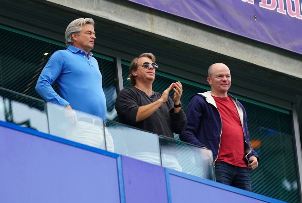Todd Boehly, centre, at Chelsea’s Premier League clash with Wolves at Stamford Bridge (Adam Davy/PA)