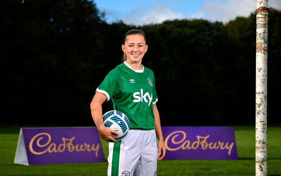 Cadbury have unveiled Republic of Ireland captain, Katie McCabe, as a brand ambassador to launch a new campaign dedicated to supporting Irish women’s grassroots football, ‘Become a Supporter and a Half’. Photo: Stephen McCarthy/Sportsfile