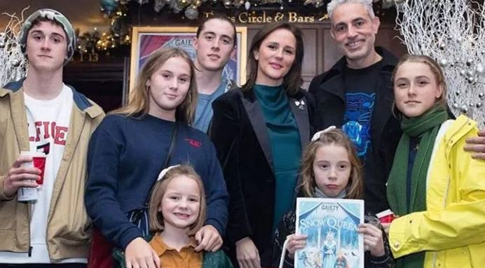 Baz with his fiancée Tanja Evans and their six children