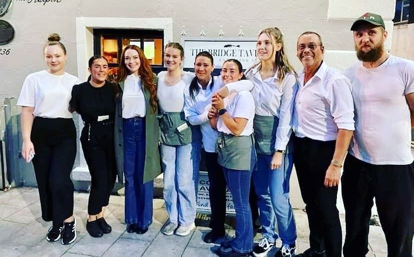 Pub staff with Lindsay Lohan at The Bridge Tavern