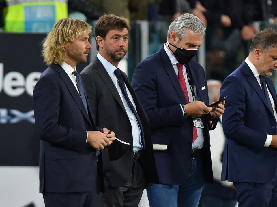Juventus's president Andrea Agnelli and vice chairman of the board of directors Pavel Nedved. Photo: Reuters