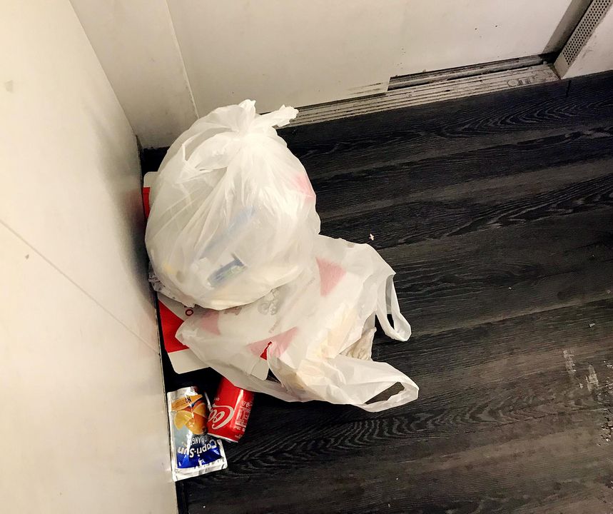 Rubbish dumped in the lift area at the Castle Court apartment complex