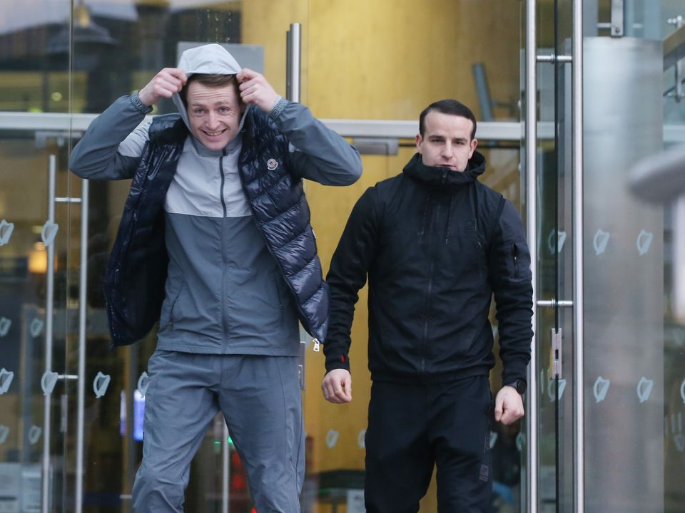 Darren Boyd and Shane Thomas leaving Dublin District Court. Photo: Collins Courts