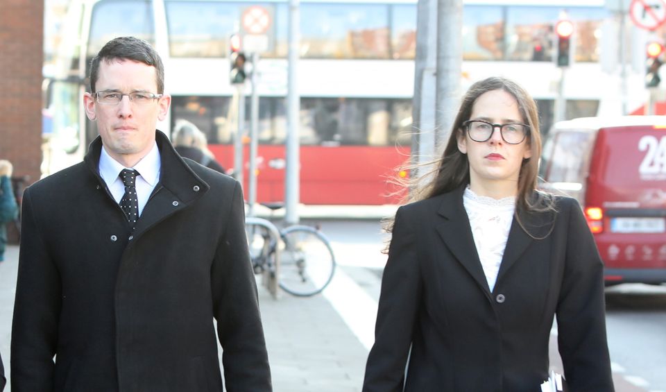Enoch Burke leaving  the High Court with his sister Ammi at a previous hearing. Photo: Collins