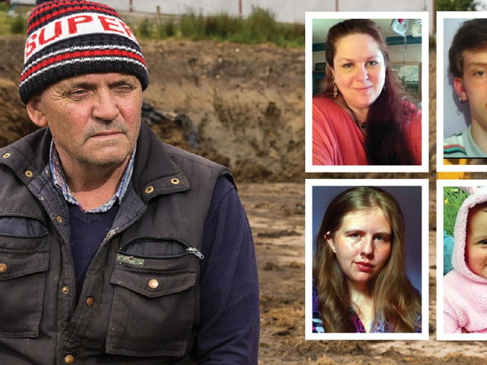 Tommy Fee and (inset) Denise Gossett (45), Roman (16), Sabrina (19) and Morgana