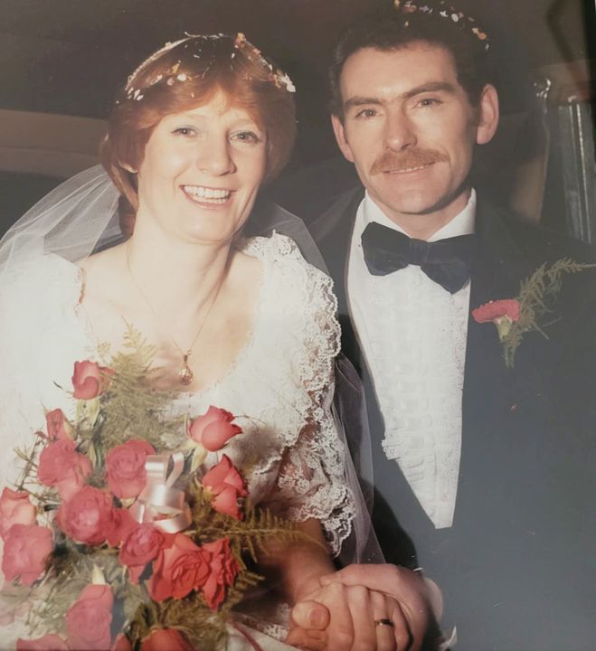 Christy and Patsy on their wedding day