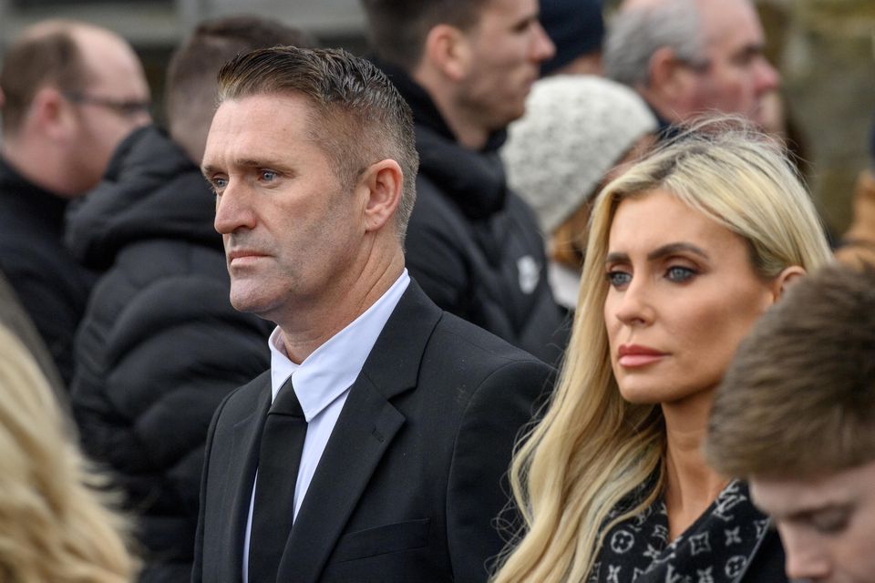 Robbie and Claudine Keane pictured at the funeral in Innishannon of Claudine’s uncle, the GAA broadcaster Paudie Palmer (65).
Pic Daragh Mc Sweeney/Provision