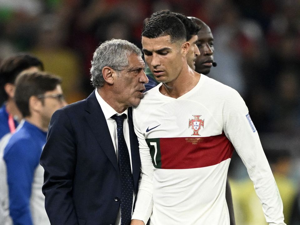 Ronaldo with  Portugal's coach Fernando Santo