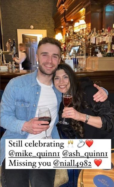 Aisling's mum Gillian took to Instagram to share a sweet snap of her and her brother celebrating the engagement.