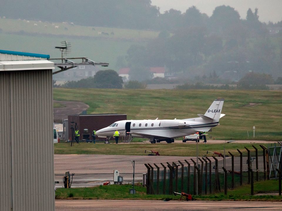 An aeroplane carrying Prince Harry arrives at Aberdeen Airport ahead of him travelling to Balmoral Castle. Photo: Paul Campbell/PA Wire