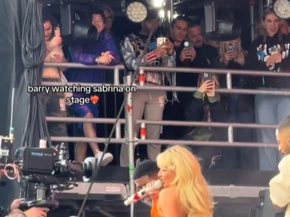 Barry Keoghan watching Sabrina Carpenter perform at BBC Radio 1’s Big Weekend. Photo: TikTok/j3ss1caa.p