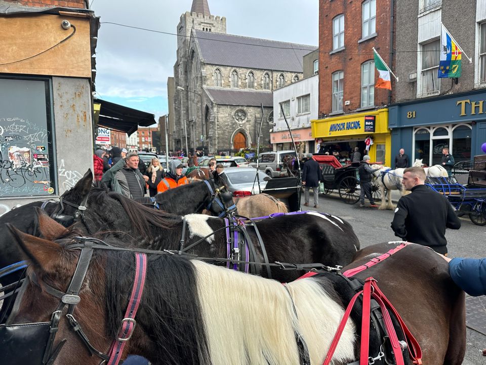 Horse and carriage drivers on Meath Street bid farewell to their friend and former colleague