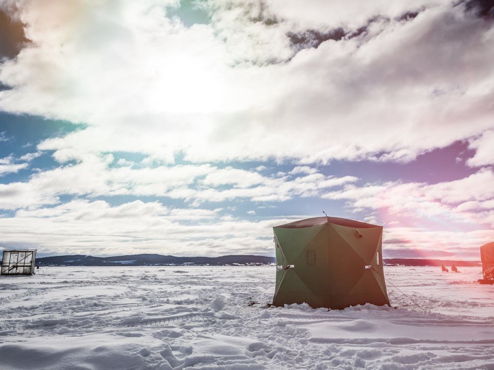 Ice fishing shanties: Not a traditional hang-out for sex workers. Stock photo.