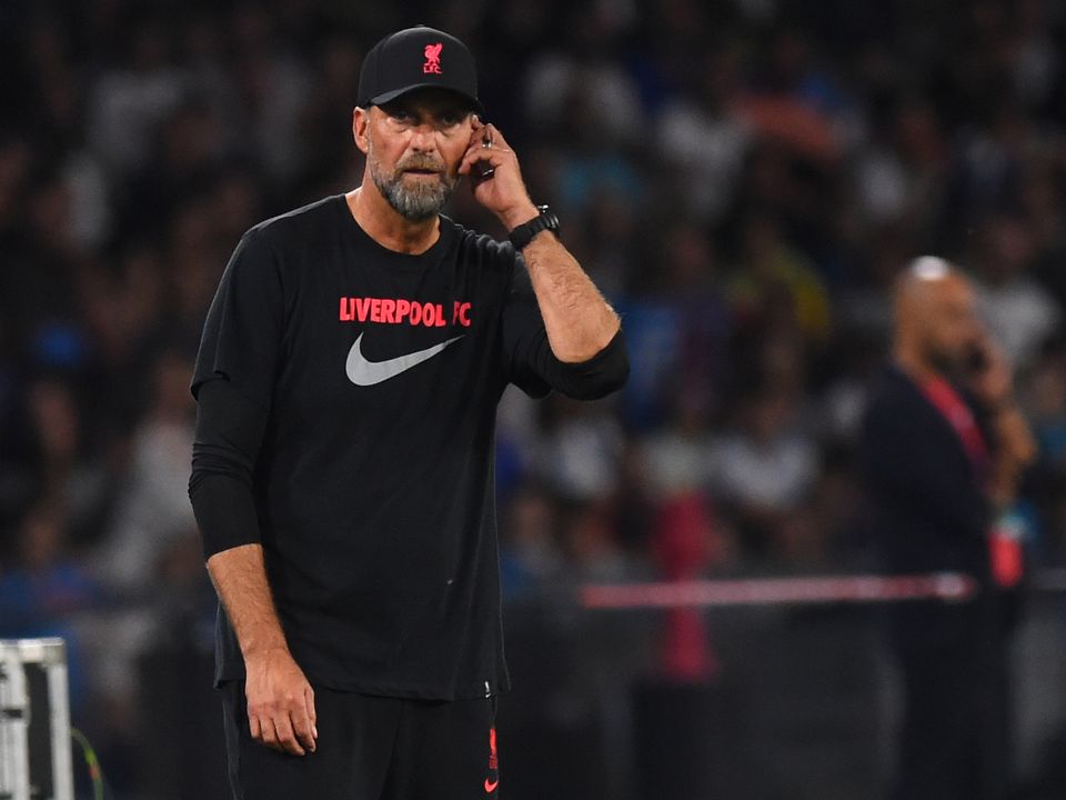 Liverpool manager Jurgen Klopp on the touchline during the UEFA Champions League Group A match at the Diego Armando Maradona Stadium in Naples, Italy. Picture date: Wednesday September 7, 2022.