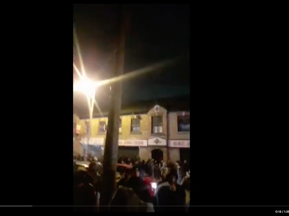 A screenshot from a video of the protest last night