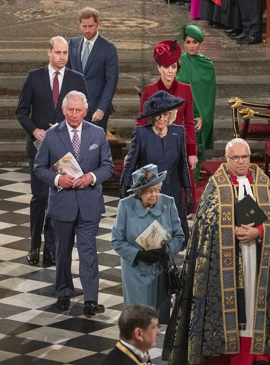 The royal family at the Sussexes’ final official public royal engagement in 2020 (Phil Harris/Daily Mirror/PA)