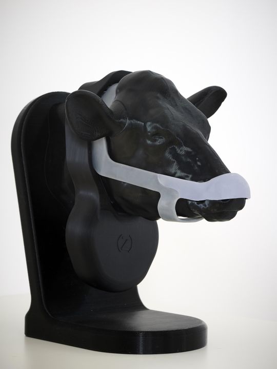 Zelp have created a wearable device for cows to reduce methane emissions (Royal College of Art/PA)