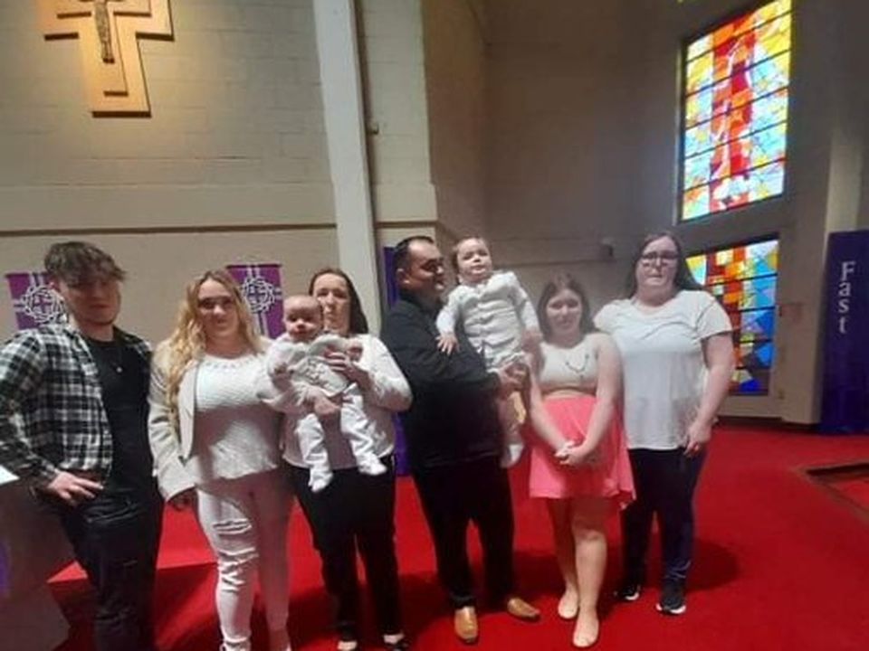 Nickey Flood and his partner Nicola with their six children