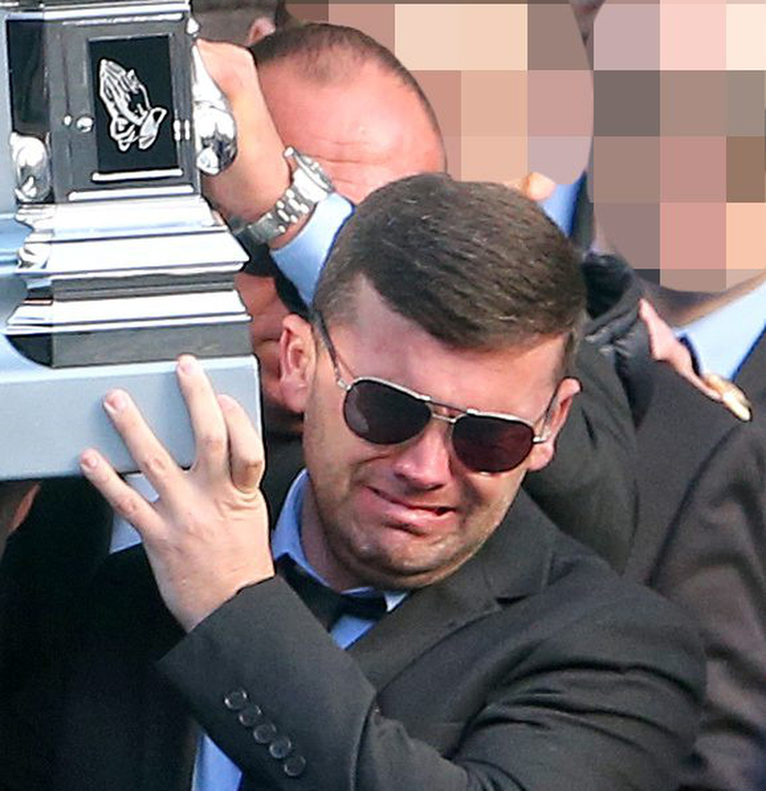 Liam Byrne carrying the coffin of his murdered brother David
