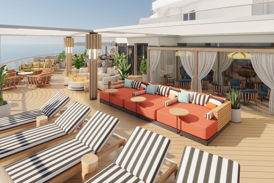 Sunbeds on the deck
