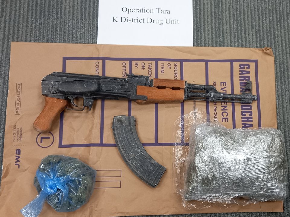 The AK-47 and cannabis that was found on Friday