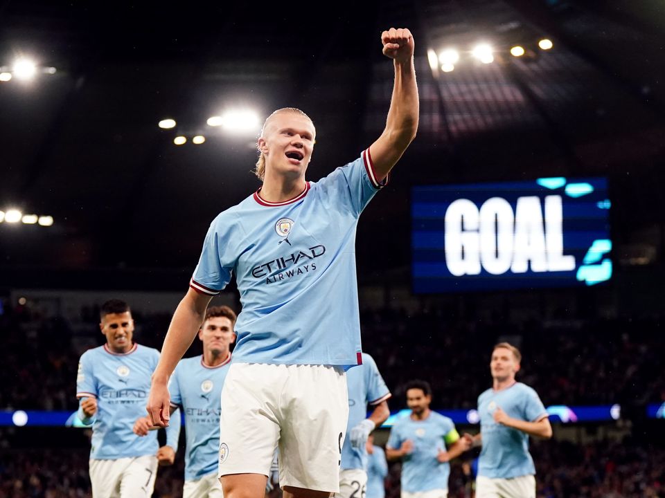 File photo dated 05-10-2022 of Manchester City's Erling Haaland celebrates scoring the opening goal. Southampton boss Ralph Hasenhuttl has not been surprised by Erling Haaland's stunning scoring form since his arrival at Manchester City. Issue date: Thursday October 6, 2022.