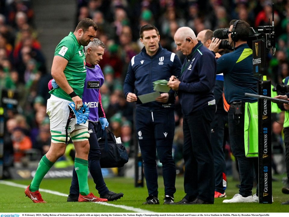 Tadhg Beirne suffered the injury in the second half of the win against France. Image: Sportsfile.
