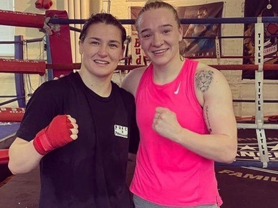 Sparring partners: amateur fighter Amy Broadhurst in training camp with Katie Taylor (left) in Vernon, Connecticut