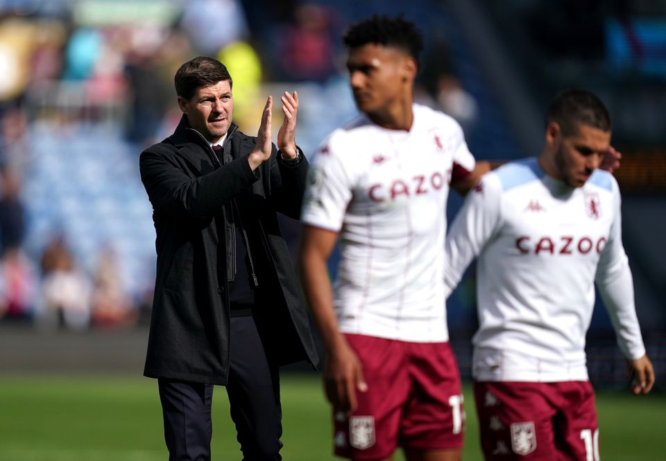 Steven Gerrard applauds after the game (Nick Potts/PA)