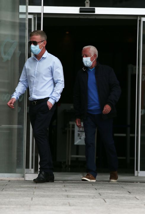 Jonathan Dowdall (left) and his father Patrick leaving court