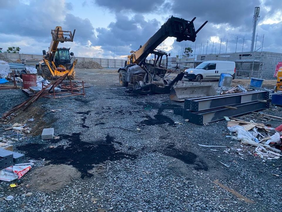 A teleporter fork-lift was burnt out during the night at the site in Rosslare, Co Wexford