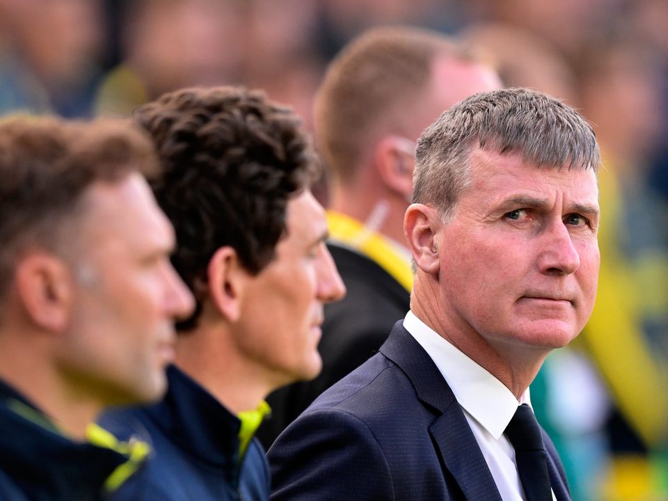 Stephen Kenny looks on during the UEFA Nations League League B Group 1 match between Republic of Ireland and Ukraine at Aviva Stadium] (Photo by Charles McQuillan/Getty Images)