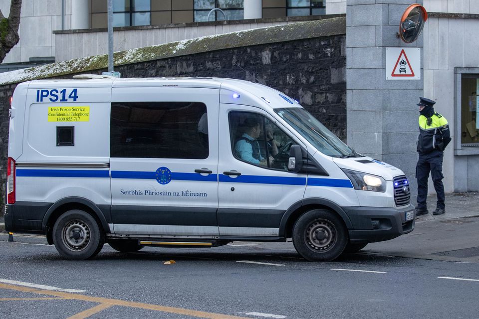 A prison van arrives at the Special Criminal Court today where Jonathan Dowdall continues to give evidence in the trial of Gerry Hutch, for the murder of David Byrne. Photo: Collins Courts