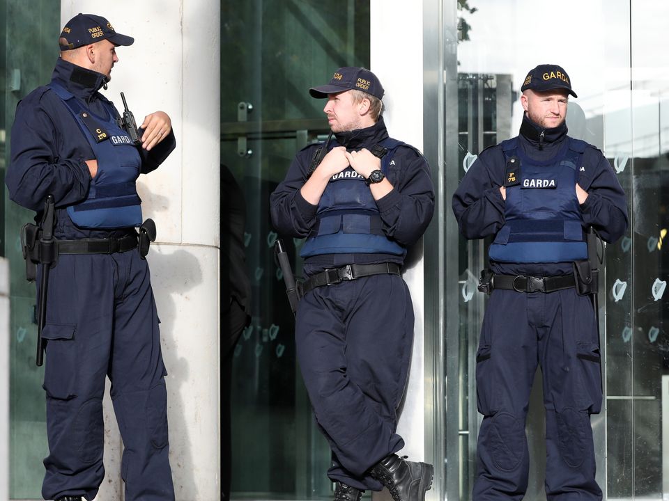 Armed gardaí outside the Criminal Courts of Justice