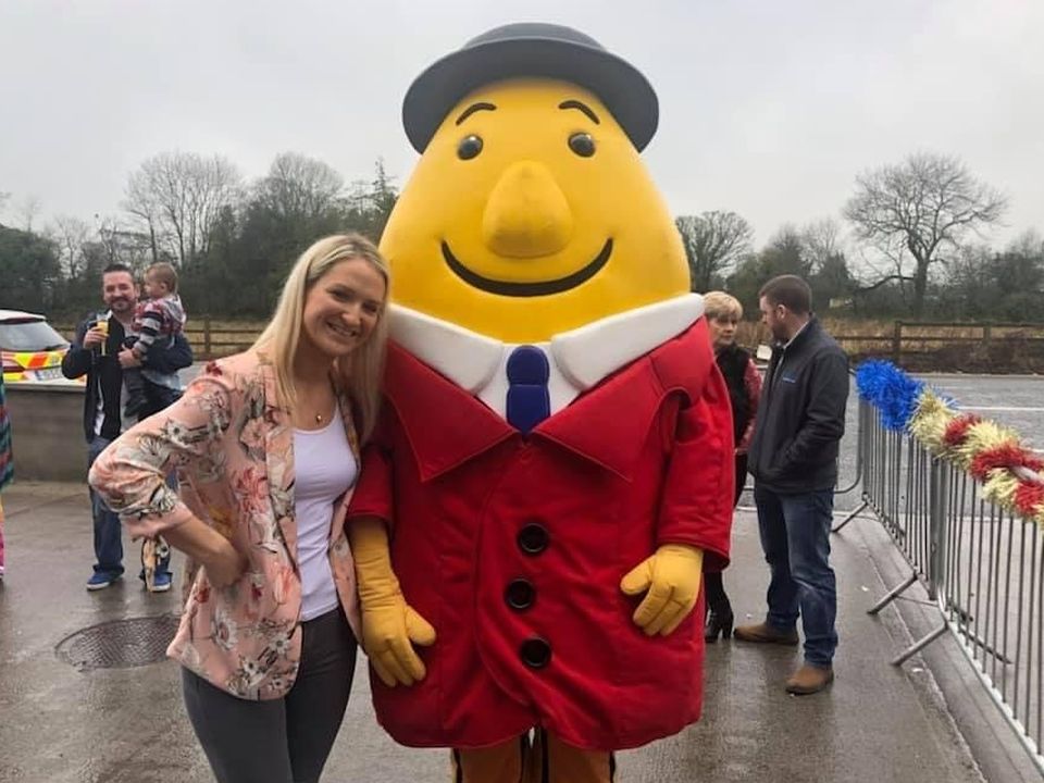 Justice Minister Helen McEntee with Mr Tayto
