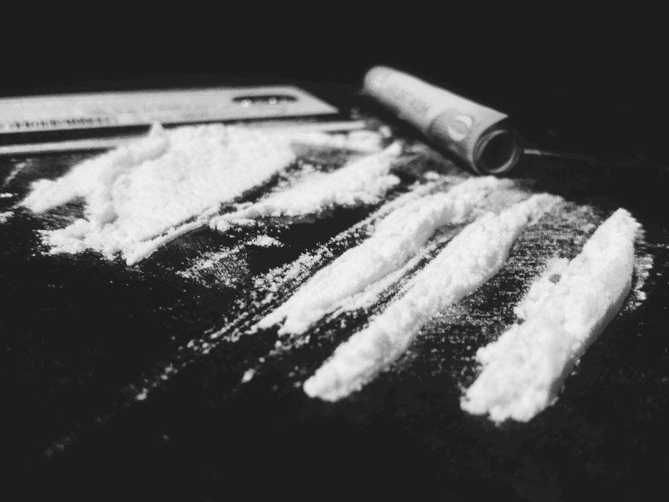Lines of cocaine. Stock image