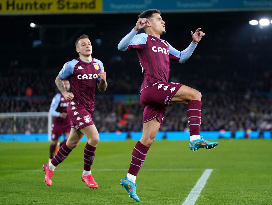 Philippe Coutinho, right, was among the Villa goalscorers at Elland Road on Thursday (Tim Goode/PA)