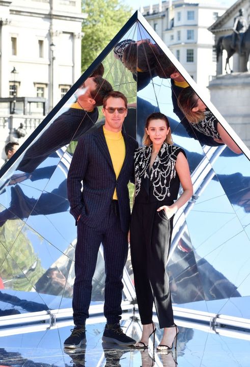 Benedict Cumberbatch with his co-star Elizabeth Olsen, who plays telepathic Wanda Maximoff