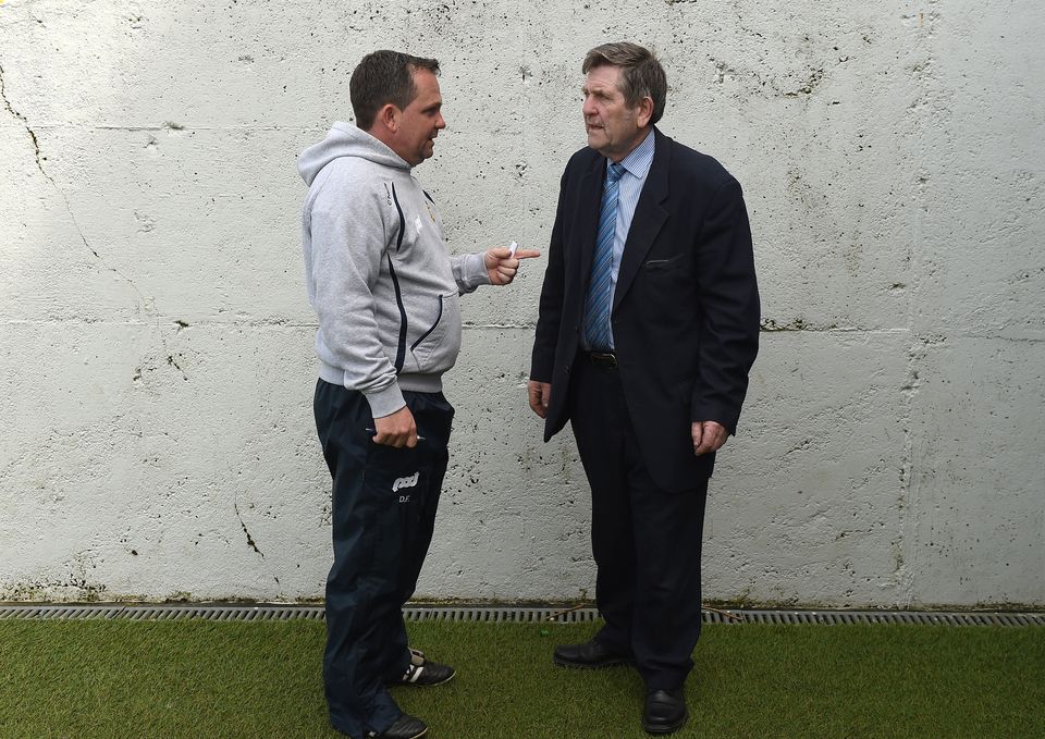 Wexford manager Davy Fitzgerald in conversation with his father Pat, Clare county board secretary