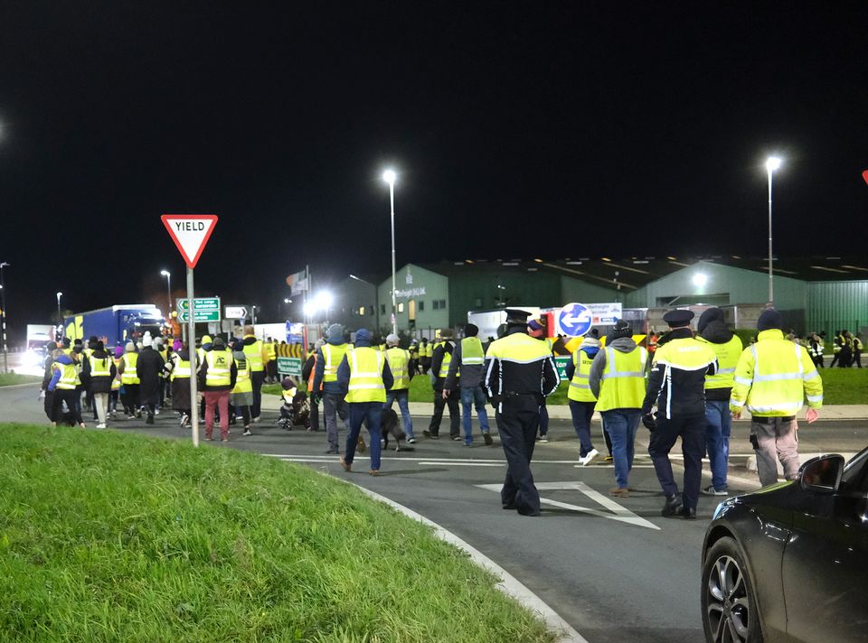 Protest in Rosslare Harbour on Monday evening