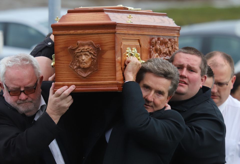 Kathleen's family carry her coffin. Photo: NW Newspix