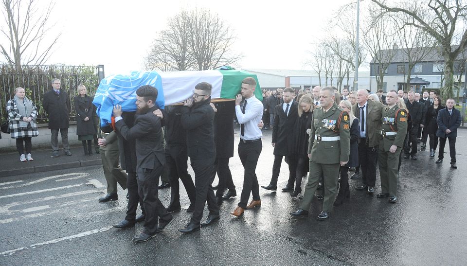 Private Sean Rooney's funeral mass in The Church of the Holy Family, Muirhevnamor. Photo: Aidan Dullaghan/Newspics