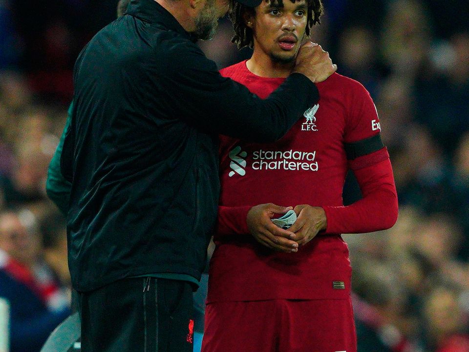 Liverpool manager Jurgen Klopp has stuck by out-of-form Trent Alexander-Arnold and the full-back repaid that belief with a a brilliant free-kick against Rangers  Photo: Peter Byrne/PA Wire.