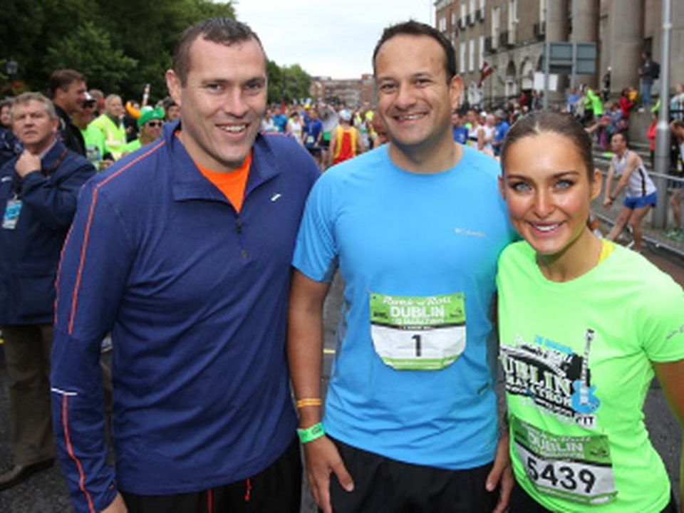 Leo Varadkar previously revealed that he once weighed over 17.9 stone and had a 40-inch waist before he started doing triathlons.(Pictured with fellow marathon ambassadors Ciaran Whelan and Rozanna Purcell)
