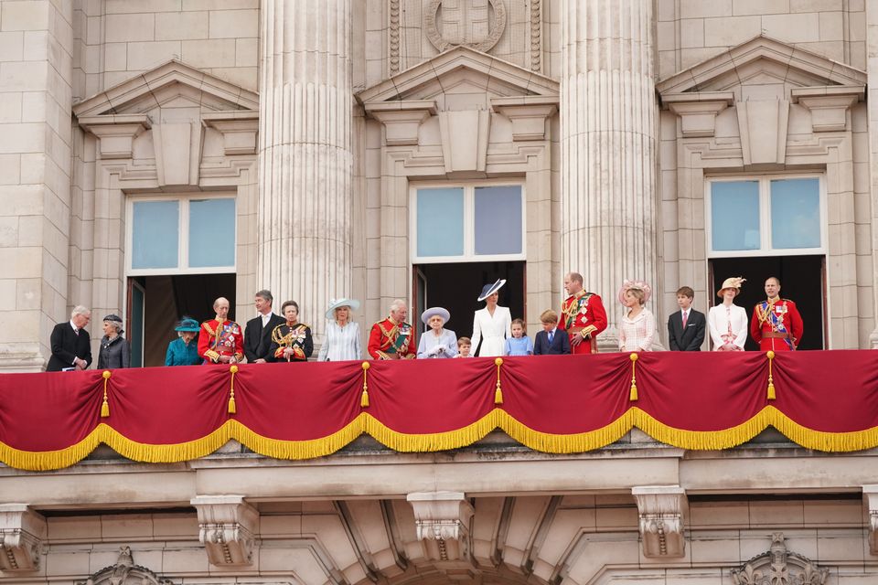 The balcony flypast at the start of the Jubilee weekend (Jonathan Brady/PA)