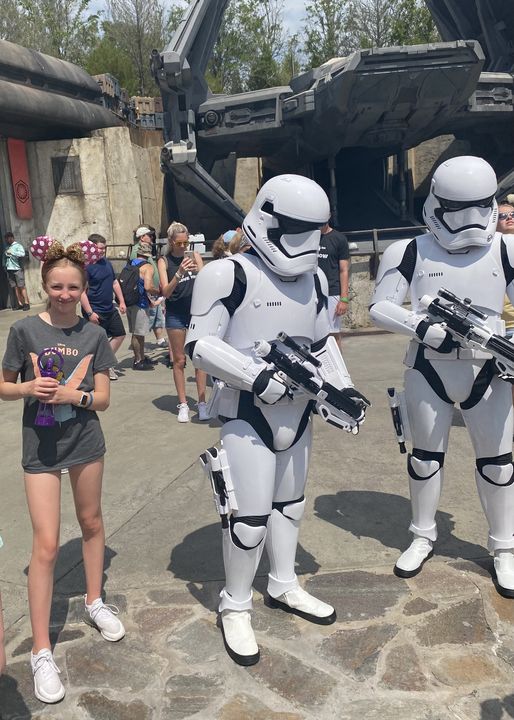 Evelyn with Hollywood Studios Stormtroopers