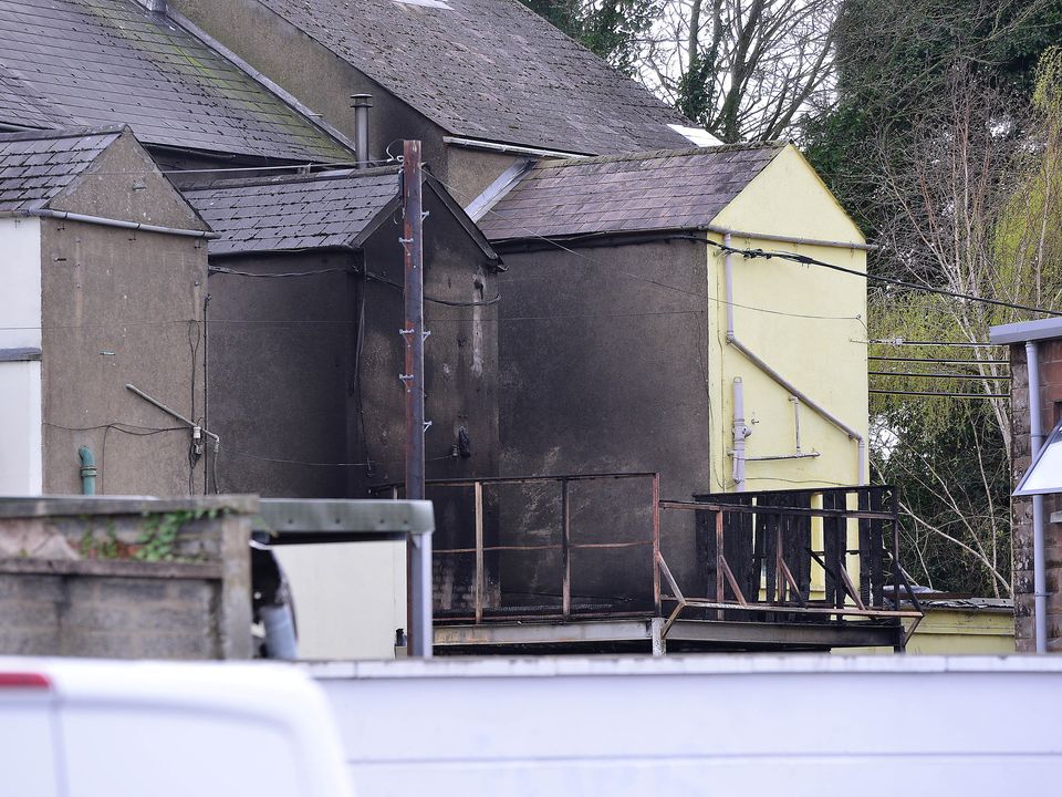Evidence of fire damage at the back of the property in Portadown (Credit: Arthur Allison/Pacemaker Press)