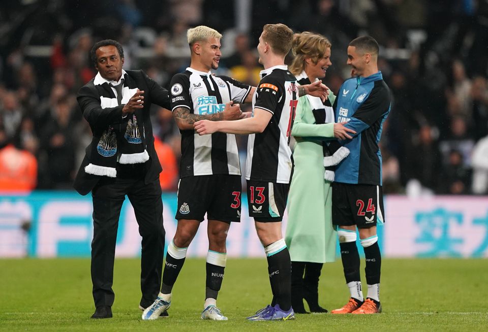 Newcastle celebrated victory after their final home game of the season against Arsenal (Owen Humphreys/PA)